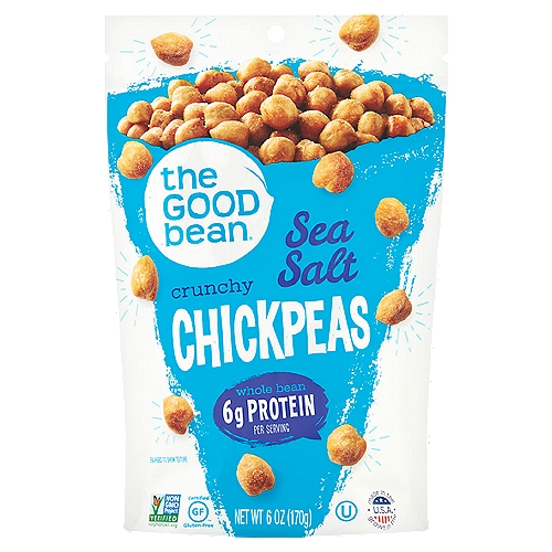 The Good Bean Sea Salt Crunchy Chickpeas, 6 oz
Our Crunchy Chickpeas are the perfect whole food snack, packed with mouth-watering flavor and amazing natural benefits. Enjoy straight out of the bag or sprinkle on yogurt, salads or soups for a protein and fiber boost!