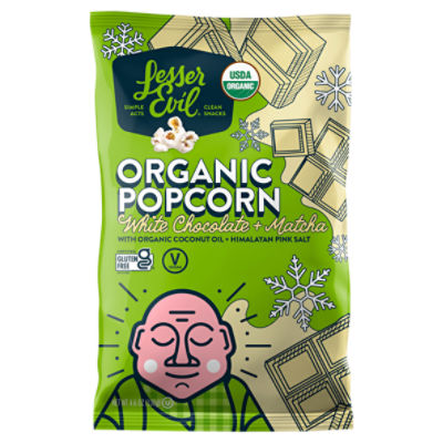 LesserEvil White Chocolate + Matcha Organic Popcorn, 4.6 oz