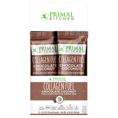Primal Kitchen Collagen Fuel Chocolate Coconut Collagen Peptide Drink Mix, 0.57 oz, 12 count