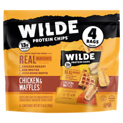 Wilde Chicken & Waffles Flavor Protein Chips, 1.34 oz, 4 count