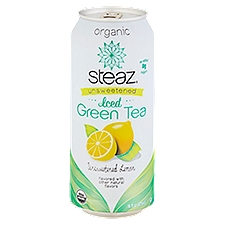 Steaz Iced Green Tea, Unsweetened Lemon Organic, 12 Fluid ounce