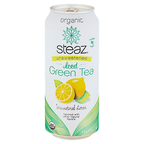 Steaz Unsweetened Lemon Organic Iced Green Tea, 16 fl oz