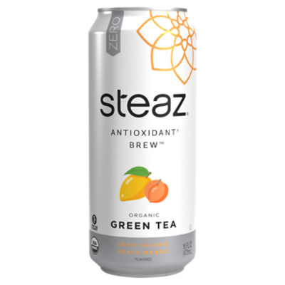 Steaz Organic Green Tea, Peach, 16 fl. oz.