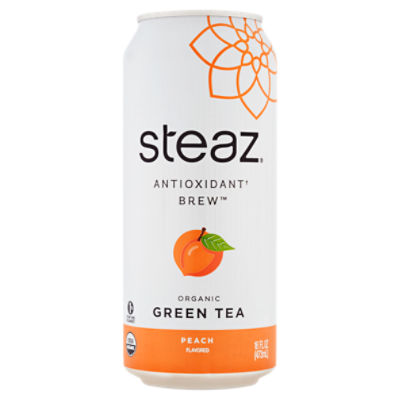 Steaz Organic Green Tea, Peach, 16 fl. oz.