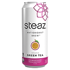 Steaz Iced Green Tea, Organic Unsweetened Passionfruit, 16 Fluid ounce