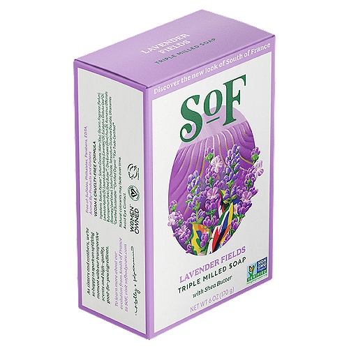 SoF Lavender Fields Triple Milled Soap with Shea Butter, 6 oz