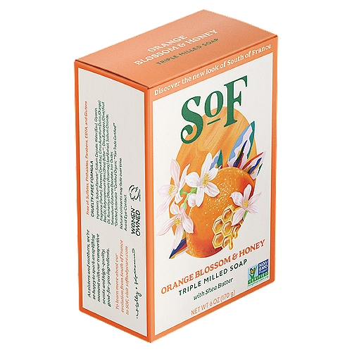 SoF Orange Blossom & Honey Triple Milled Soap with Shea Butter, 6 oz