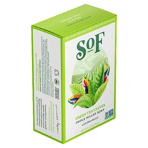 SoF Green Tea Leaves Triple Milled Soap with Shea Butter, 6 oz