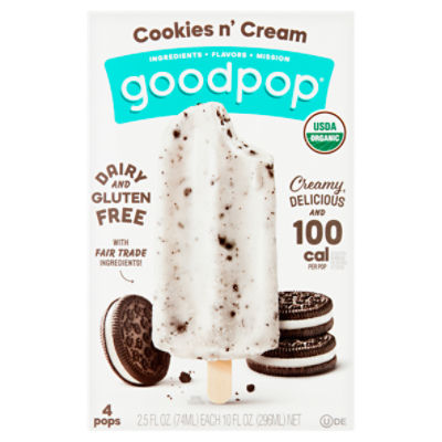GoodPop Cookies n' Cream Dairy and Gluten Free Pops, 2.5 fl oz, 4 count