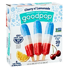 GoodPop No Added Sugar Cherry n' Lemonade Red, White & Blue Pops, 1.65 fl oz, 8 count