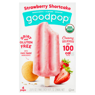 GoodPop Strawberry Shortcake Dairy and Gluten Free Pops, 2.5 fl oz, 4 count