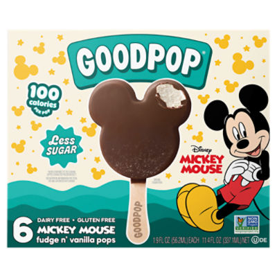 GoodPop Disney Mickey Mouse Fudge N' Vanilla Pops, 1.9 fl oz, 6 count