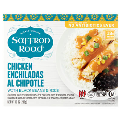 Saffron Road Chicken Enchiladas Al Chipotle with Black Beans & Rice, 10 oz
