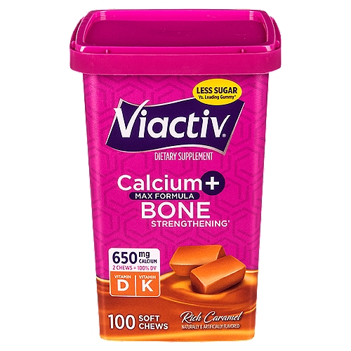 Viactiv Calcium + Bone Rich Caramel Soft Chews Dietary Supplement, 100 count