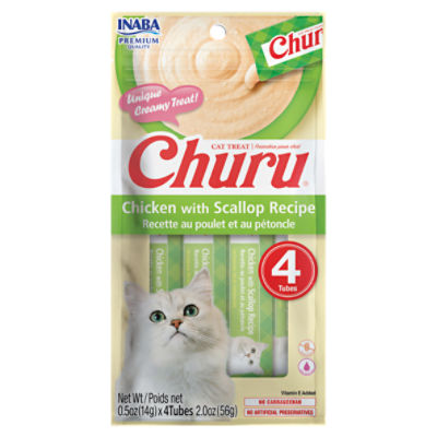 Inaba Churu Chicken with Scallop Recipe Cat Treat, 0.5 oz, 4 count