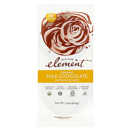Be In Your Element Organic Milk Chocolate Dipped Rice Cakes, 3.5 oz