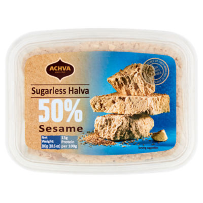 Achva 50% Sesame Sugarless Halva, 10.6 oz