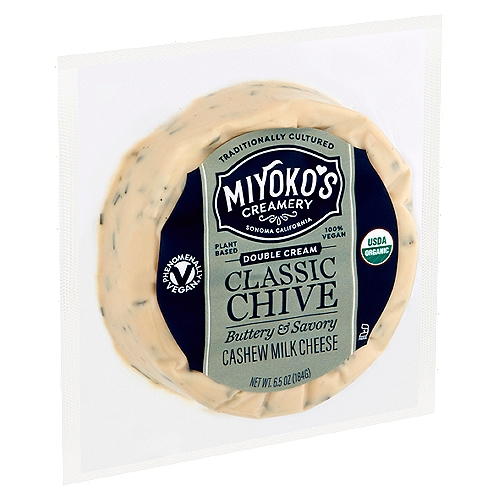 Miyoko's Creamery Double Cream Classic Chive Cashew Milk Cheese, 6.5 oz
Artisan Vegan Cheese Crafted Form Cashew Milk

Phenomenally Vegan®