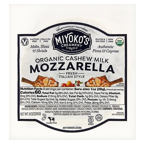 Miyoko's Creamery Fresh Italian Style Organic Cashew Milk Mozzarella, 8 oz
Phenomenally Vegan®