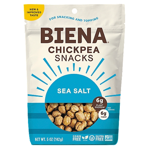 Biena Sea Salt Chickpea Snacks, 5 oz
бg Plant Protein*
6g Fiber*
*Per Serving

Hi there! This is Poorvi, the founder of Biena and mom of two. At Biena - our mission is to make snacks that keep you healthy and happy. Our classic Sea Salt Chickpea Snacks are the perfectly crispy & crunchy snack to satisfy any craving. With plant-based protein and fiber, they also pack a nutritional punch. Enjoy!
Poorvi Patodia
Founder & CEO, Biena

Snacks Made Better
Per serving - Biena: 50 chickpeas; Potato Chips*: 15 chips
Protein - Biena: 6g; Potato Chips*: 2g
Fiber - Biena: 6g; Potato Chips*: 1g
* Leading brand of potato chips, per 1oz serving