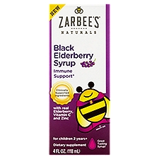 Zarbee's Naturals Black Elderberry Syrup, Dietary Supplement, 4 Fluid ounce