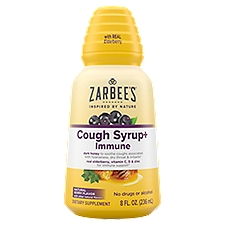 Zarbee's Naturals Complete Cough Syrup+ Immune Natural Berry Flavor, Dietary Supplement, 8 Fluid ounce