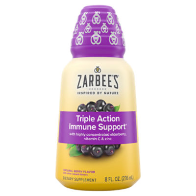 Zarbee's Triple Action Immune Support Syrup, Natural Berry Flavor, With Real Elderberry, 8oz