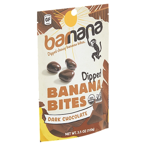 Barnana Dark Chocolate Dipped Banana Bites, 3.5 oz
Dark on chocolate. Light on nothing.
Chewy yum yum bananas coated with the darkest of chocolate. It's everything you want, and nothing you don't. It's just bananas. Just chocolate. Just amazing.

A Handful of Bananas Coated in Awesome.