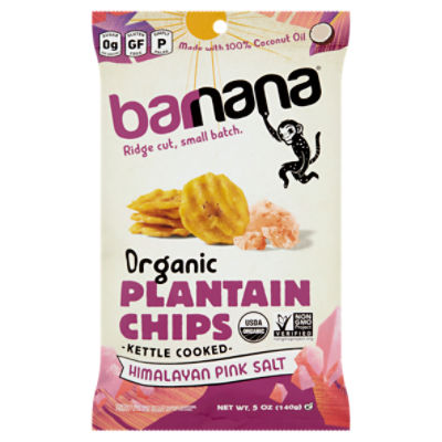 Barnana Organic Kettle Cooked Himalayan Pink Salt Plantain Chips, 5 oz