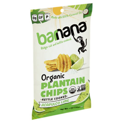 Barnana Organic Kettle Cooked Acapulco Lime Plantain Chips, 5 oz