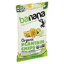 Barnana Organic Kettle Cooked Acapulco Lime, Plantain Chips, 5 Ounce