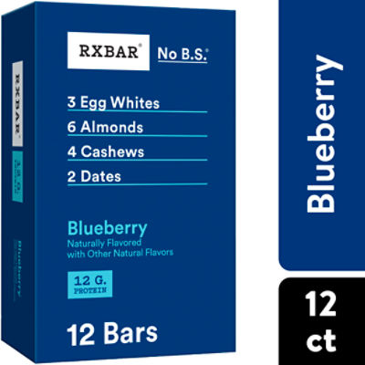 RXBAR Blueberry Protein Bars, Protein Snack, 12Ct Box