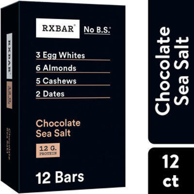 RXBAR Chocolate Sea Salt Protein Bars, Protein Snack, 12Ct Box