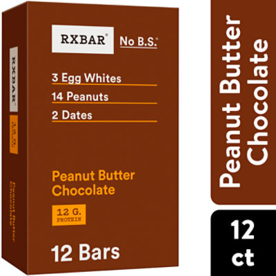 RXBAR Peanut Butter Chocolate Protein Bars, Protein Snack, 12Ct Box