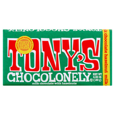 Tony's Chocolonely Milk Chocolate with Hazelnuts, 6.35 oz