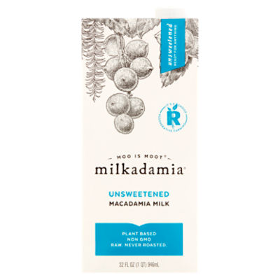 Milkadamia Unsweetened Macadamia Milk, 32 fl oz, 32 Fluid ounce