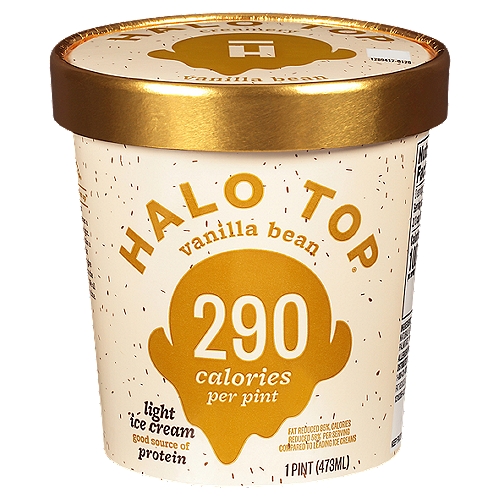 Halo Top Vanilla Bean Light Ice Cream, 1 pint
Fat Reduced 85%, from 14g to 2g and Calories Reduced 58%, from 240 to 100 per Serving Compared to Leading Ice Creams.

Let's Not Rush This®
I need time to soften up™
You might notice that Halo Top sometimes freezes a little harder—and you're right. If you're wondering why, take a look at the sugar and fat numbers to the left. Just give me a couple of minutes on the counter before you dig in. We all know the best things take time.