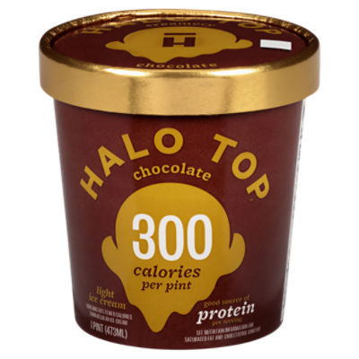 Halo Top Chocolate Light Ice Cream, 1 pint, 16 Fluid ounce