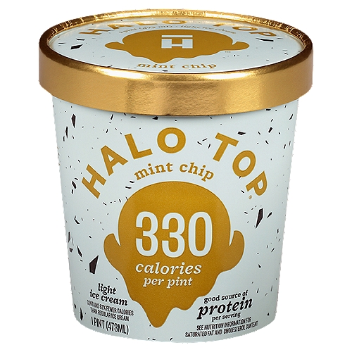Halo Top Mint Chip Light Ice Cream, 1 pint
Contains 67% Fewer Calories than Regular Ice Cream

Contains 110 Calories Compared to 335 Calories per Serving in Regular Ice Cream.

Let's Not Rush This®
I need time to soften up™
You might notice that Halo Top sometimes freezes a little harder—and you're right. If you're wondering why, take a look at the sugar & fat numbers to the left.
Just give me a couple of minutes on the counter before you dig in. We all know the best things take time.