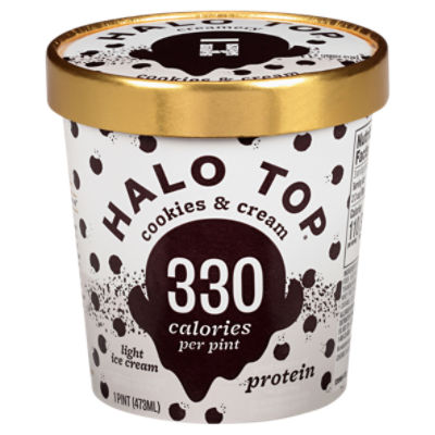 Halo Top Cookies & Cream Light Ice Cream, 1 pint, 16 Fluid ounce