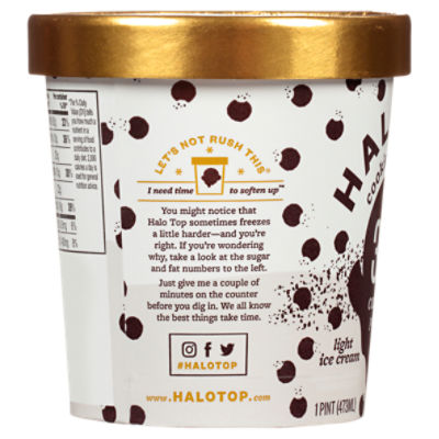 Halo Top Chocolate Chip Cookie Dough Light Ice Cream, 16 fl oz