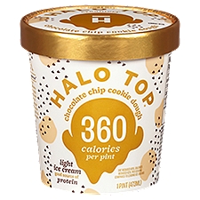 Halo Top Chocolate Chip Cookie Dough Light Ice Cream, 1 pint