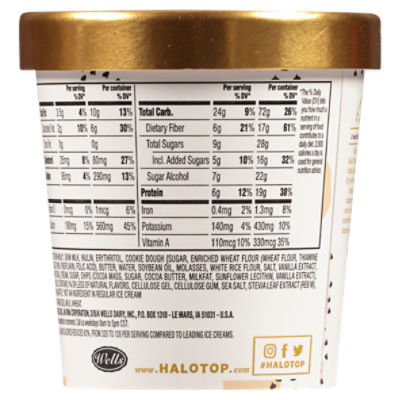 Halo Top Chocolate Chip Cookie Dough Light Ice Cream, 16 fl oz