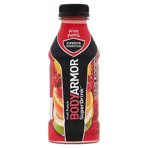 BodyArmor SuperDrink Fruit Punch Sports Drink, 16 fl oz
Electrolytes:
Potassium: 700mg
Total Blend: 810mg

Vitamins:
200% RDI of B3, B5, B6, B9, B12
100% RDI of vitamins A, C & E