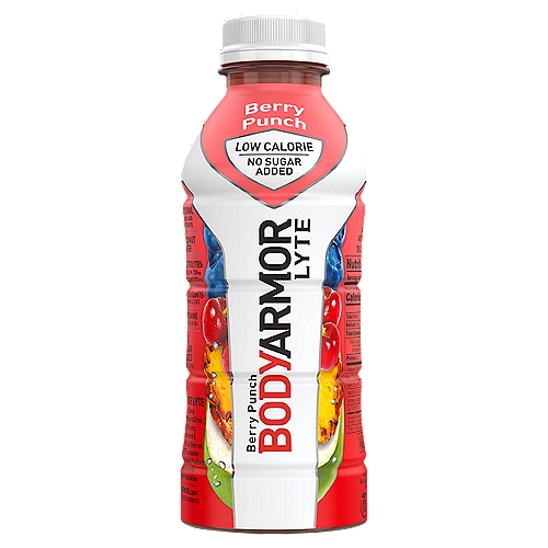 BodyArmor Lyte Berry Punch Sports Drink, 16 fl oz
Electrolytes:
Potassium: 700mg
Total Blend: 820mg

BodyArmor Lyte is the low calorie, no sugar added sports drink with natural flavors, natural sweeteners & no colors from artificial sources. BodyArmor Lyte combines coconut water, potassium-packed electrolytes & vitamins to provide superior hydration.