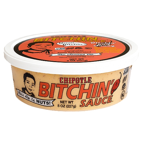 This dip is Nuts! The Crowd Pleaser. Southwest delight with a heat that's just right. Bold and Smoky. . Fresh and Zesty. Vegan, Gluten Free, Project Non-GMO Certified, Kosher Certified, Totally Bitchin' 