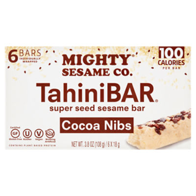 Mighty Sesame Co. TahiniBar Cocoa Nibs Super Seed Sesame Bar, 6 count, 3.8 oz