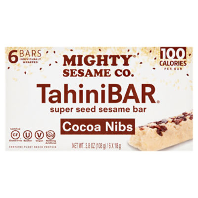 Mighty Sesame Co. TahiniBar Cocoa Nibs Super Seed Sesame Bar, 6 count