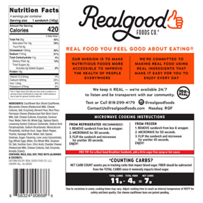 Realgood Foods Co. Sausage Egg Cheddar Cheese Breakfast