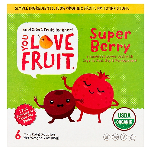 You Love Fruit Super Berry Fruit Snacks, .5 oz, 6 count